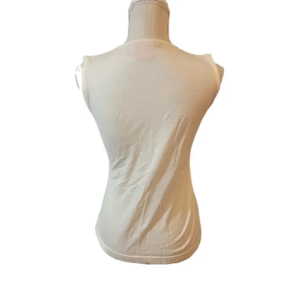 Tory Burch Cream Pintuck Ruffle Front Sleeveless Blouse Size Small